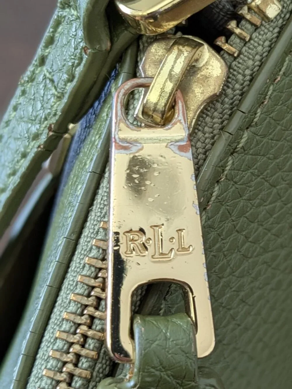 Lauren Ralph Lauren Womens Green Leather Adjustable Strap Crossbody Bag Small